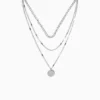 Collar De Acero Triple Dije Plateado
