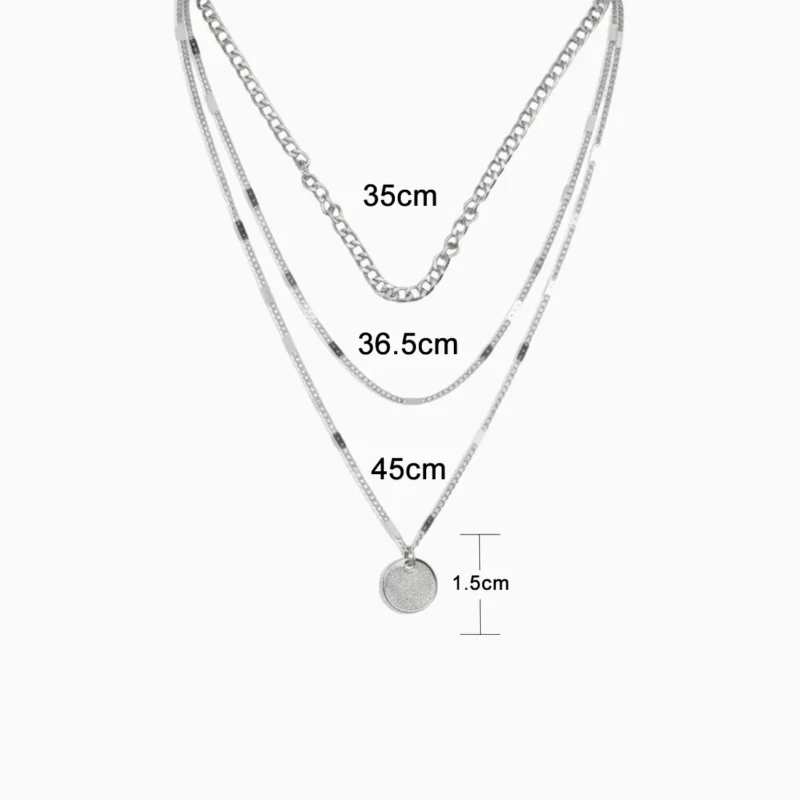 Collar De Acero Triple Dije Plateado