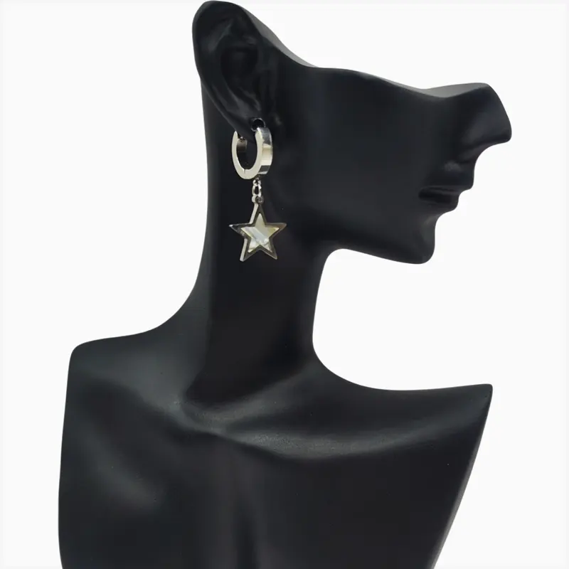Aretes Huggies De Acero Estrella Plateada
