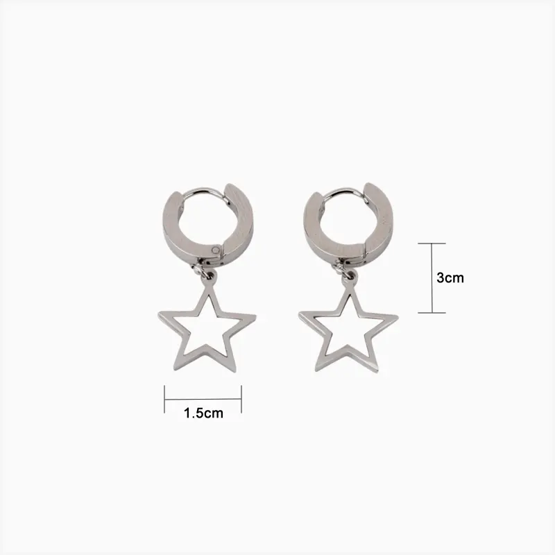 Aretes Huggies De Acero Estrella Plateada