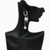 Aretes Huggies De Acero Perlas Plateado