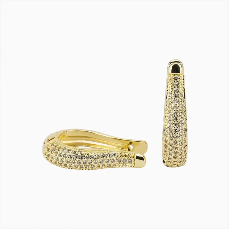 Aretes Huggies De Oro Arpa Brillante Aretes Huggies De Oro Arpa Brillante