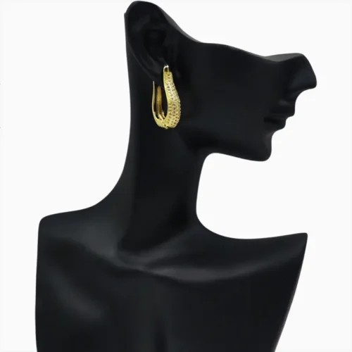 Aretes Huggies De Oro Arpa Brillante