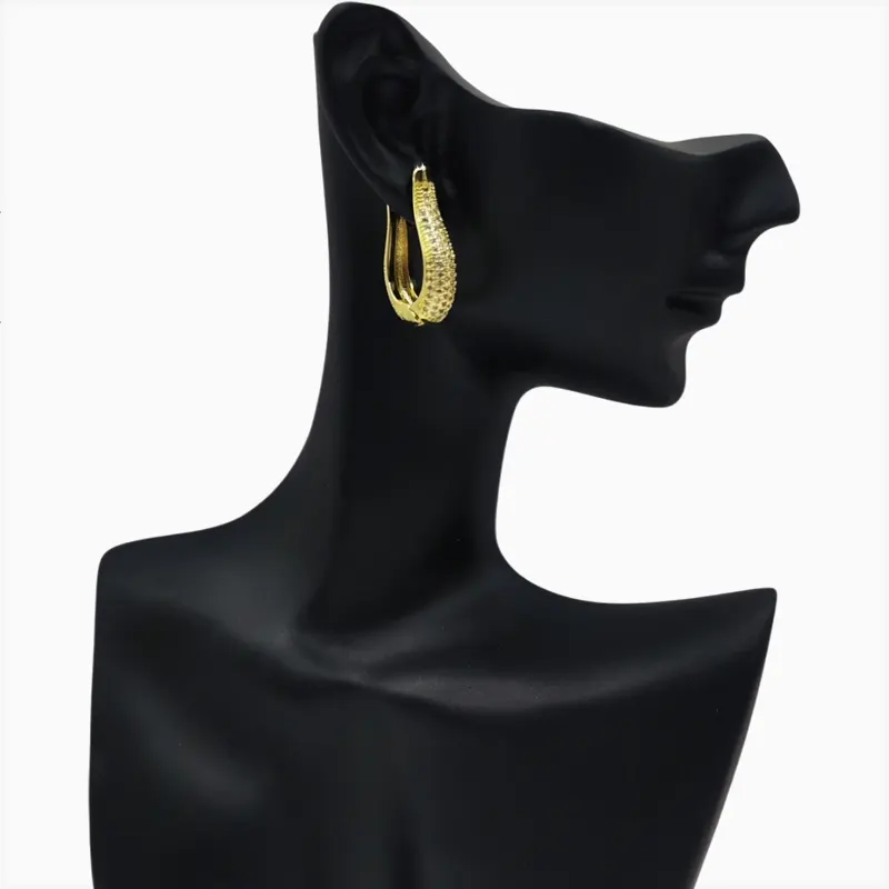 Aretes Huggies De Oro Arpa Brillante Aretes Huggies De Oro Arpa Brillante