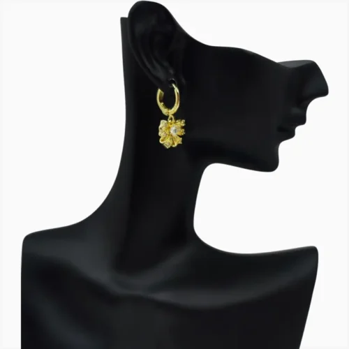 Aretes Huggies De Oro Moño Brillante