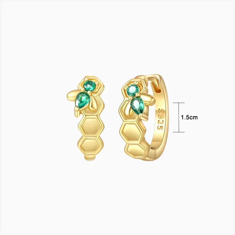 Aretes Huggies De Plata Abeja En Panal Aretes Huggies De Plata Abeja En Panal