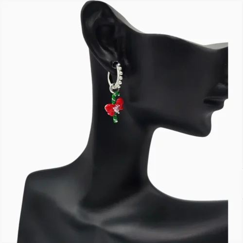 Aretes Huggies De Plata Bastón Y Moño