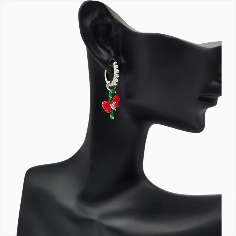 Aretes Huggies De Plata Bastón Y Moño