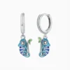 Aretes Huggies De Plata Camaleón Azul Aretes Huggies De Plata Camaleón Azul