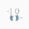 Aretes Huggies De Plata Camaleón Azul Aretes Huggies De Plata Camaleón Azul
