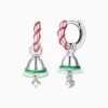 Aretes Huggies De Plata Campana Navideña