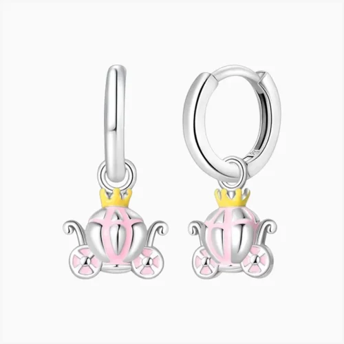 Aretes Huggies De Plata Carroza La Cenicienta