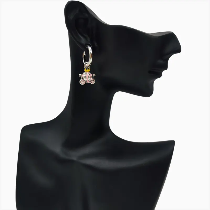 Aretes Huggies De Plata Carroza La Cenicienta