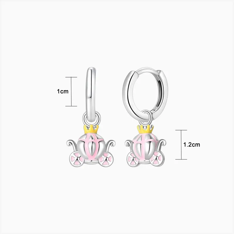 Aretes Huggies De Plata Carroza La Cenicienta