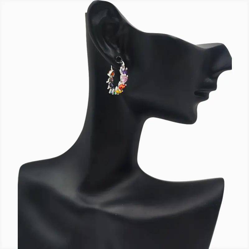 Aretes Arracadas De Plata Corazones Multicolor