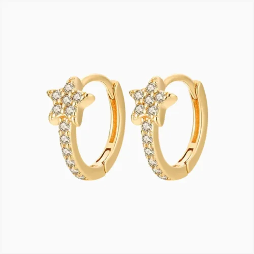 Aretes Huggies De Plata Estrella Brillante