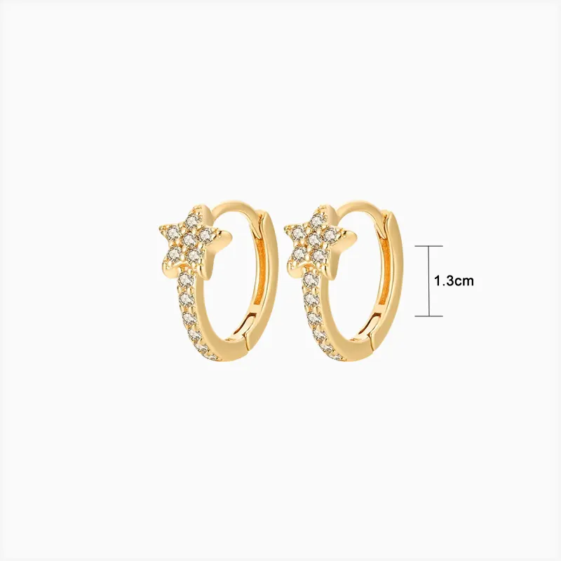 Aretes Huggies De Plata Estrella Brillante