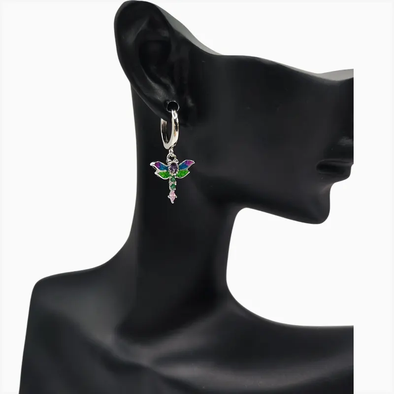 Aretes Huggies De Plata Libélula Brillante Aretes Huggies De Plata Libélula Brillante