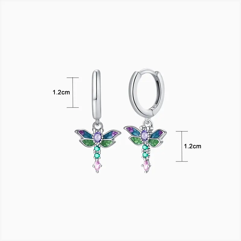 Aretes Huggies De Plata Libélula Brillante Aretes Huggies De Plata Libélula Brillante