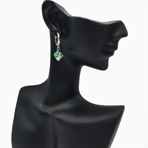 Aretes Huggies De Plata Luciérnaga Fluorescente