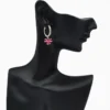 Aretes Huggies De Plata Moño Rosa