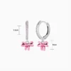 Aretes Huggies De Plata Moño Rosa