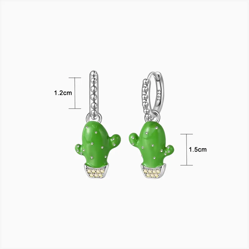 Aretes Huggies De Plata Nopal Verde Aretes Huggies De Plata Nopal Verde