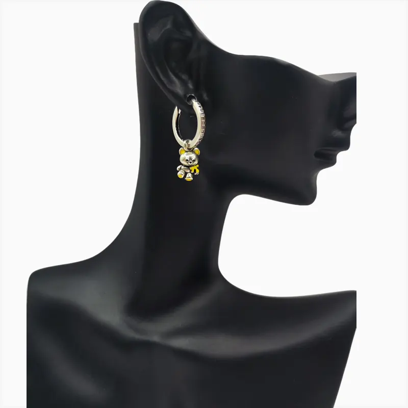 Aretes Huggies De Plata Oso De Peluche Aretes Huggies De Plata Oso De Peluche