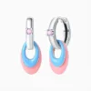 Aretes Huggies De Plata Ovalos Rosa Y Azul Aretes Huggies De Plata Ovalos Rosa Y Azul