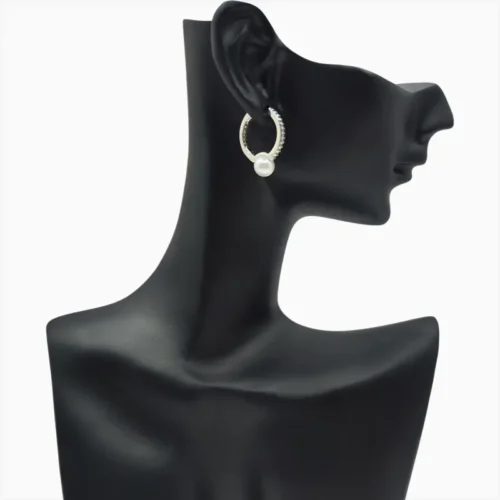 Aretes Huggies De Plata Perla Brillante