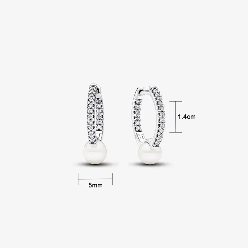 Aretes Huggies De Plata Perla Brillante