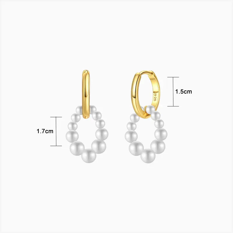 Aretes Huggies De Plata Perlas Blancas Aretes Huggies De Plata Perlas Blancas