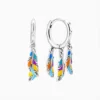 Aretes Huggies De Plata Plumas Multicolor Aretes Huggies De Plata Plumas Multicolor