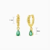 Aretes Huggies De Plata Verde Brillante