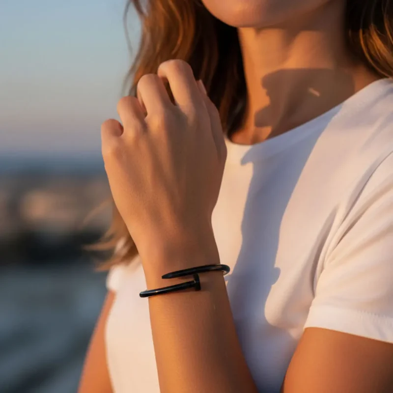 Pulsera De Acero Clavo Negro