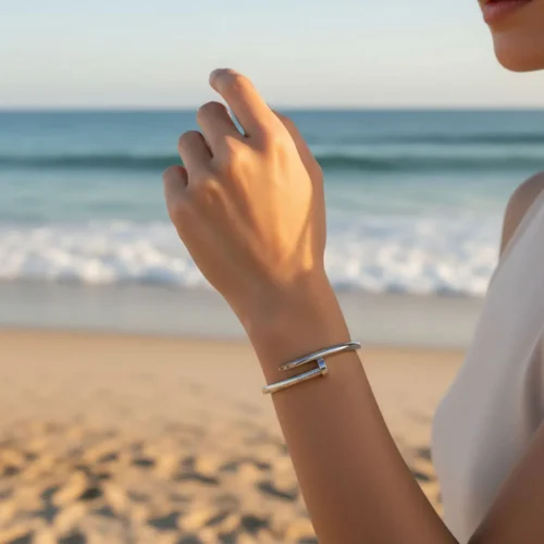 Pulsera De Acero Clavo Plateado