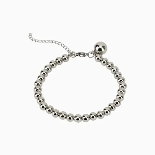 Pulsera De Acero Cuentas Plateadas
