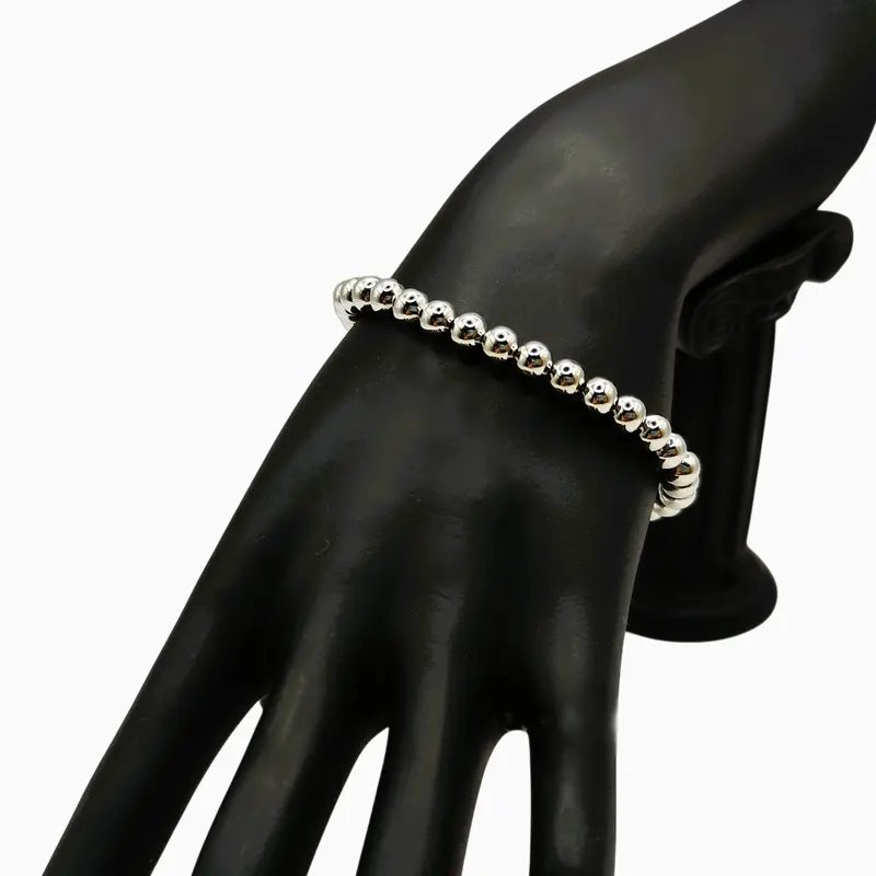 Pulsera De Acero Cuentas Plateadas Pulsera De Acero Cuentas Plateadas