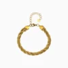 Pulsera De Acero Cuerda Dorada