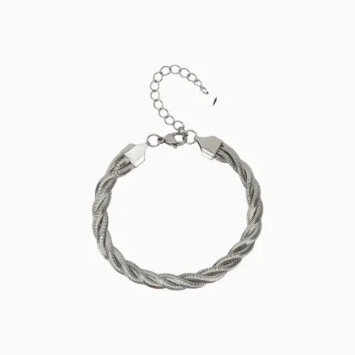 Pulsera De Acero Cuerda Plateada Pulsera De Acero Cuerda Plateada