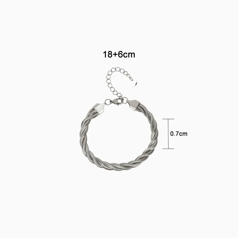 Pulsera De Acero Cuerda Plateada