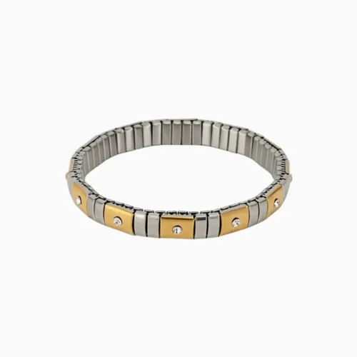 Pulsera De Acero Elástica Piedras Blancas
