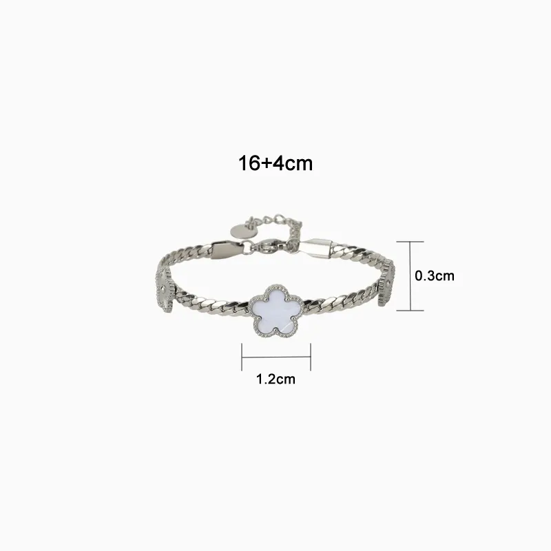 Pulsera De Acero Flores Blancas Plateado Pulsera De Acero Flores Blancas Plateado