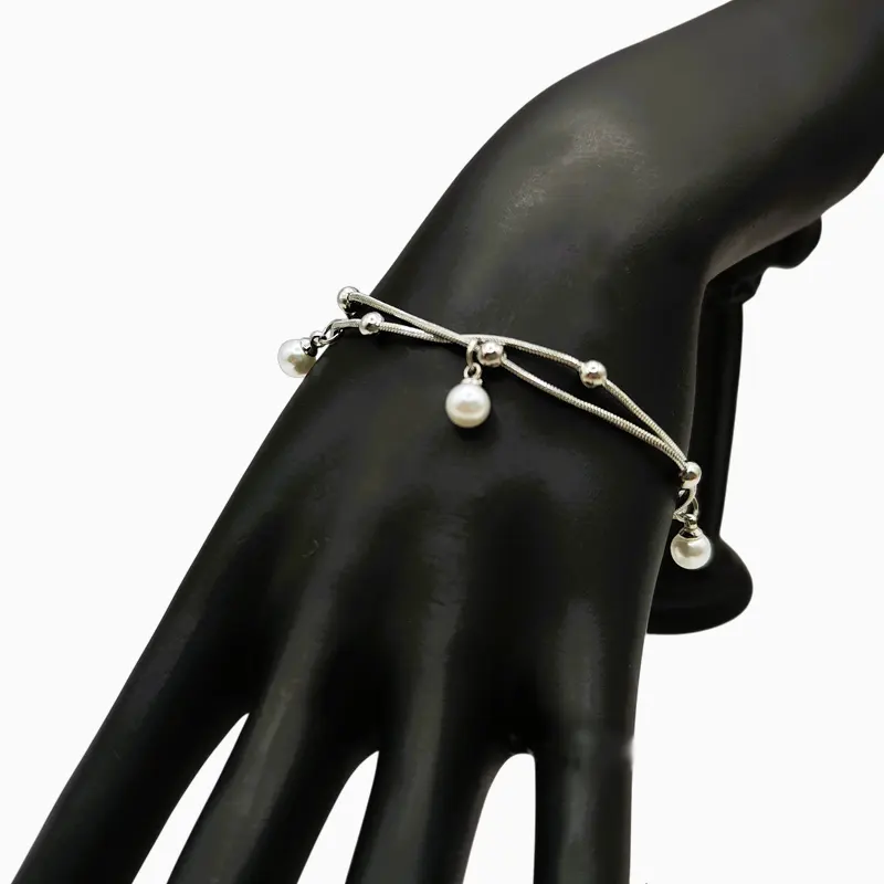 Pulsera De Acero Perlas Y Esferas