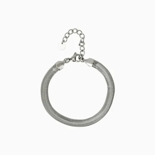 Pulsera De Acero Serpiente Plateada