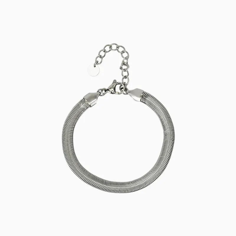 Pulsera De Acero Serpiente Plateada