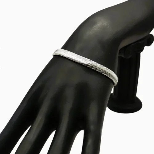 Pulsera De Acero Serpiente Plateada