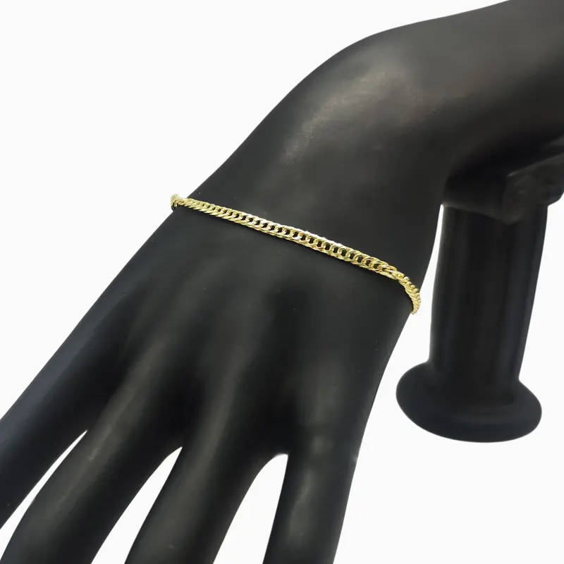 Pulsera De Oro Báscia Cubana 3mm Pulsera De Oro Báscia Cubana 3mm