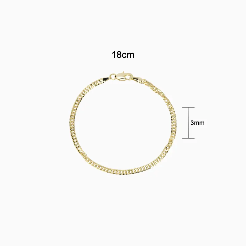 Pulsera De Oro Báscia Cubana 3mm Pulsera De Oro Báscia Cubana 3mm