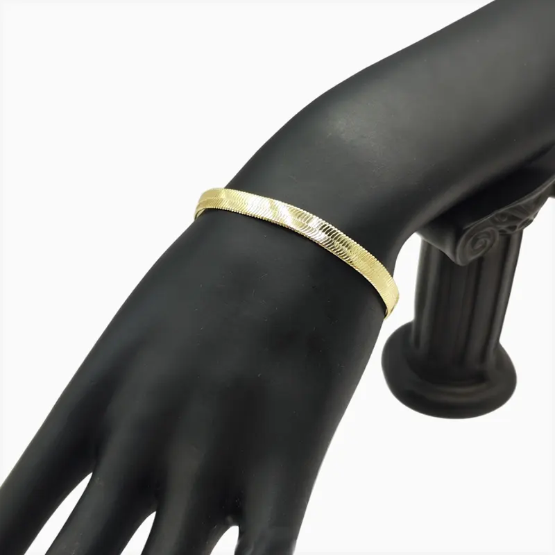 Pulsera De Oro Cola De Ratón Plana